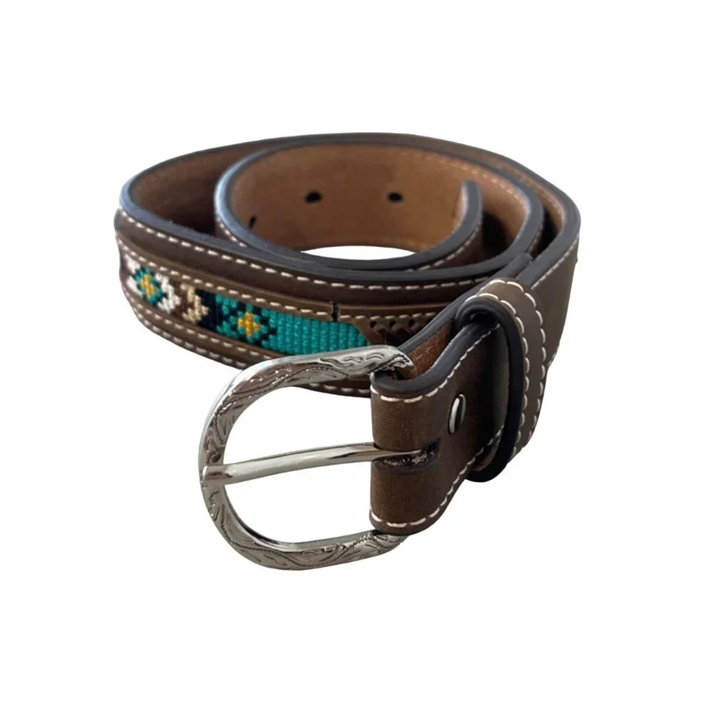 Nocona Southwestern Belt Kids Embroidered Pattern Brown Multi Bohemian Western